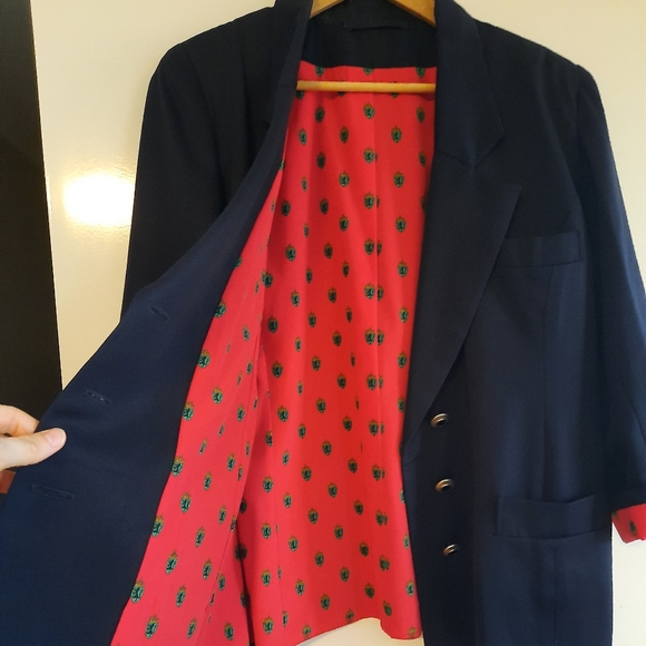Black blazer with red printed lining sz M - Picture 5 of 9